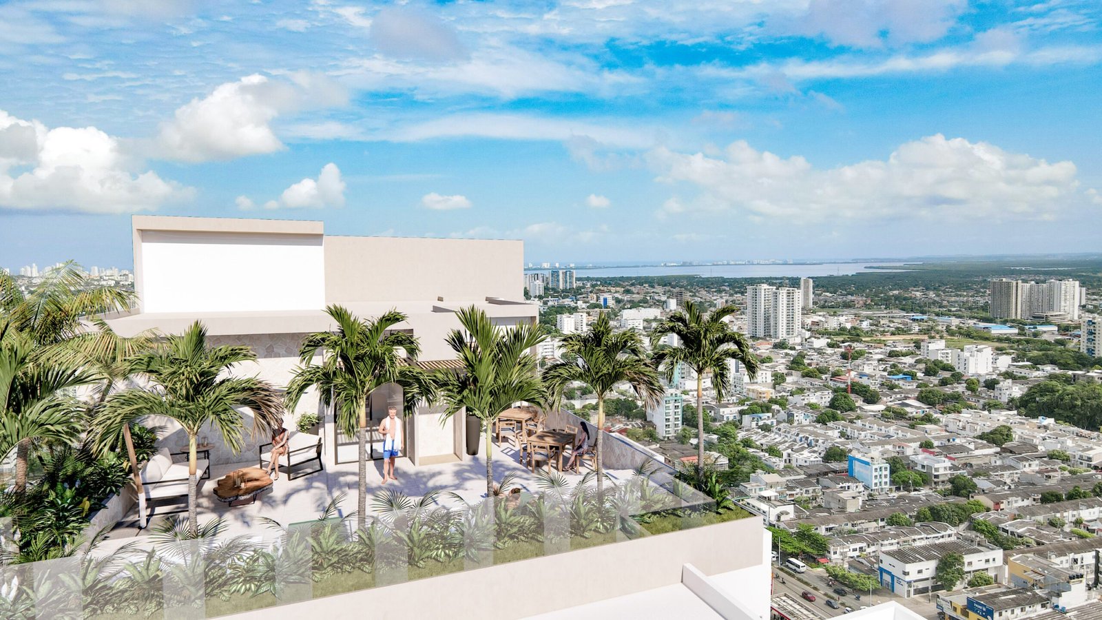 Rooftop con jacuzzi de Central Tower Apartamentos en San Fernando, Cartagena